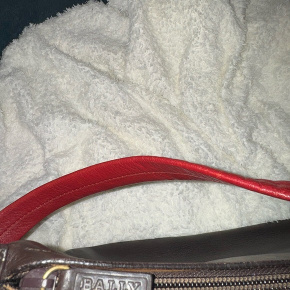 Vintage Bally Brown and Red Leather Shoulder Bag - Picture 4 of 12